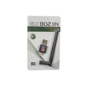 خرید و قیمت کارت شبکه بی سیم آنتن دار کوتاه 2DB یک کارت شبکه بی سیم برای اتصال به وای فای از طریق پورت USB مناسب برای کامپیوتر خانگی و لپ تاپ.