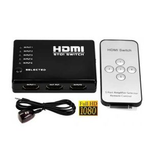 خرید و قیمت سوئیچ HDMI ریموت دار 3 و 5 پورت در دو مدل سوئیچ 1 به 3 hdmi و سوئیج 1 به 5 hdmi با قابلیت تنظیم و تغییر پورت خروجی از طریق ریموت کنترل.