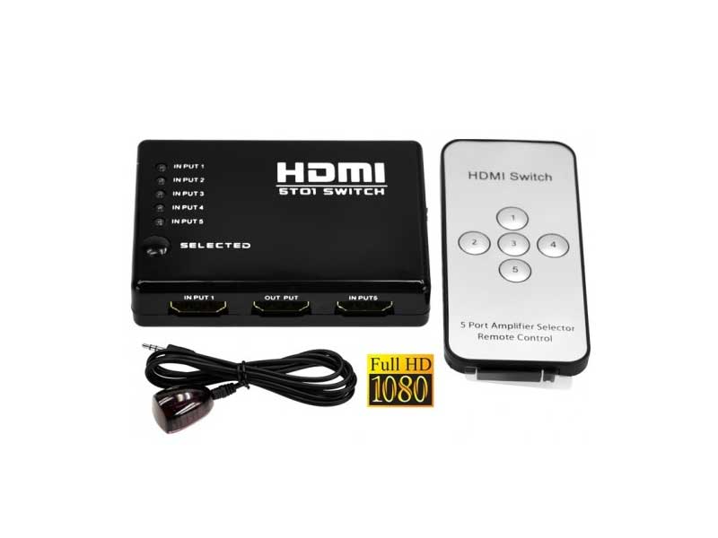 خرید و قیمت سوئیچ HDMI ریموت دار 3 و 5 پورت در دو مدل سوئیچ 1 به 3 hdmi و سوئیج 1 به 5 hdmi با قابلیت تنظیم و تغییر پورت خروجی از طریق ریموت کنترل.