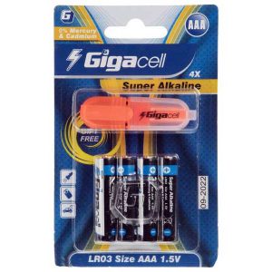 باتری نیم قلم آلکالاین گیگاسل | باتری نیم قلم Super Alkaline Gigacell | باتری AAA گیگاسل | باتری سوپر آلکالاین گیگاسل | قیمت باتری نیم قلم آلکالاین |