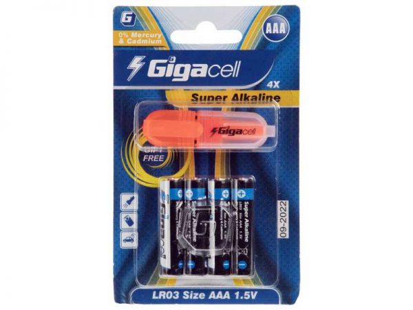 باتری نیم قلم آلکالاین گیگاسل | باتری نیم قلم Super Alkaline Gigacell | باتری AAA گیگاسل | باتری سوپر آلکالاین گیگاسل | قیمت باتری نیم قلم آلکالاین |